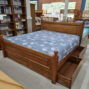 เตียงนอนไม้สัก รุ่นโจอี้ ไม้สักแท้ แบบมีลิ้นชัก ทั้งสองด้าน