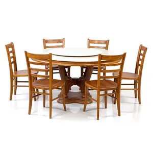 ชุดโต๊ะอาหารกลมพร้อมเก้าอี้ 6 ที่นั่ง เก้าอี้รุ่น 4เส้น