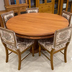 ชุดโต๊ะอาหารกลมขนาด 1.5เมตร พร้อมเก้าอี้ลายเกลียว 5ตัว