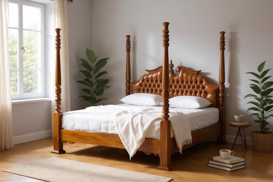 🛏️ เตียงไม้สักแท้ หัวเตียงบุหนัง หรูหราเหนือระดับ เตียงนอน 6 ฟุต ที่ผสานความสง่างามแบบคลาสสิกเข้ากับความนุ่มสบายอย่างลงตัว หัวเตียงบุหนังลอนลึก ตอกหมุดแน่น เรียบหรูในทุกมิติ เสาเตียงสูง 4 มุมแกะลายเนี๊ยบ เพิ่มความโอ่อ่าให้ห้องนอนของคุณเหมือนห้องสวีตโรงแรมหรู ✅ โครงสร้างไม้สักแท้ แข็งแรง ใช้งานได้ยาวนาน ✅ หัวเตียงบุหนังคุณภาพสูง สัมผัสนุ่ม ✅ เสา 4 มุมสูง สง่างามโดดเด่น ✅ เหมาะสำหรับบ้านหรู, รีสอร์ท, หรือห้องพักสไตล์ยุโรป "เติมเต็มทุกเช้าด้วยเตียงที่ให้ทั้งความสบายและความภูมิใจในรสนิยม"
