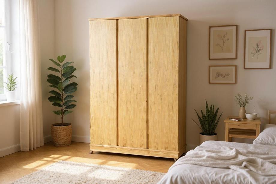 ตู้เสื้อผ้าบานเรียบ รุ่นวีนัส – สีบีช เรียบง่ายแต่มีสไตล์ พร้อมฟังก์ชันที่ตอบโจทย์การใช้งาน  📌 ดีไซน์บานเรียบสวยทันสมัย เหมาะกับห้องทุกสไตล์ ไม่ว่าจะมินิมอล สแกนดิเนเวียน หรือโมเดิร์น 📌 ทำสีบีชสว่างตา ให้ความรู้สึกอบอุ่น สะอาด สบายตา 📌 ทนทาน ไม่กลัวปลวก ไม่กลัวมอด ด้วยกระบวนการผลิตที่ผ่านการอบและเคลือบกันแมลง 📌 ภายในกว้าง แบ่งช่องใช้งานสะดวก แขวนเสื้อผ้า เก็บของ ใช้งานได้ครบจบในตู้เดียว 📏 ขนาด (ระบุขนาดจริงได้เลยถ้ามี)  เหมาะสำหรับห้องนอนทุกขนาด หรือใช้ในคอนโด อพาร์ตเมนต์ก็ลงตัว  🛠 ผลิตโดยโรงงานเฟอร์นิเจอร์ที่มีประสบการณ์กว่า 40 ปี