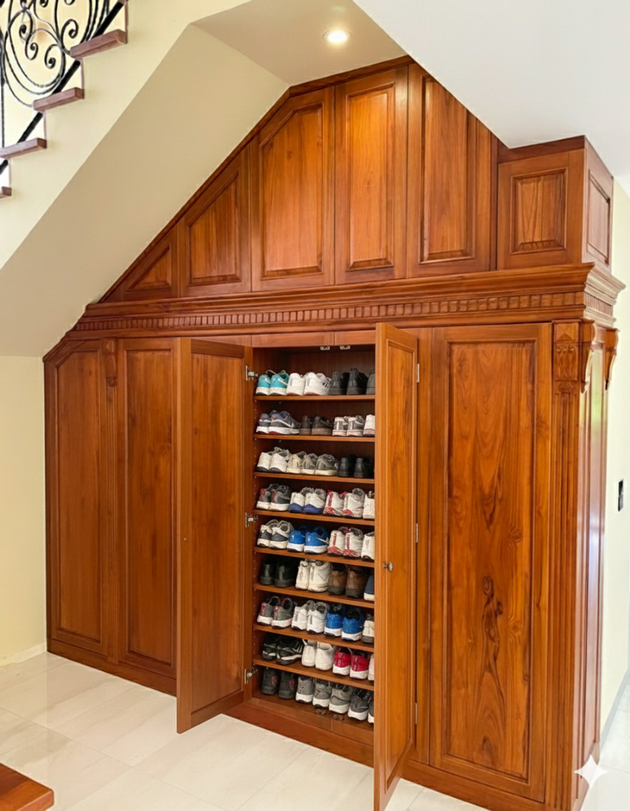  ไอเดียการใช้พื้นที่ใต้บันไดให้เกิดประโยชน์สูงสุด ด้วยการทำตู้เก็บของบิวท์อินที่ออกแบบมาอย่างชาญฉลาดจาก อุดมเฟอร์นิเจอร์