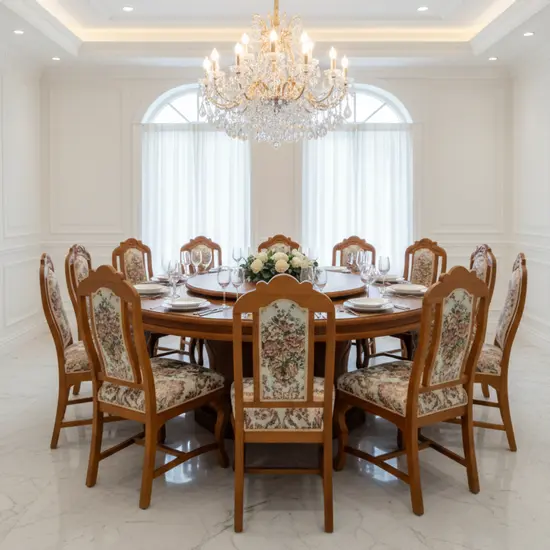 ชุดโต๊ะอาหารกลม ขนาด 2.4 เมตร พร้อมเก้าอี้ 12 ที่นั่ง