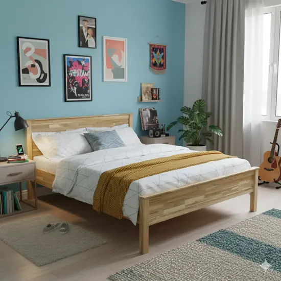 เตียงนอนไม้สักแท้ ทำสีบีช