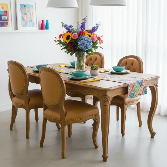 ชุดโต๊ะอาหารหลุยส์ พร้อมเก้าอี้หลังกลมบุหนัง สำหรับ 4 ที่นั่ง