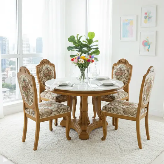 ชุดโต๊ะอาหาร 4 ที่นั่ง โต๊ะกลม ขนาด 1.2เมตร