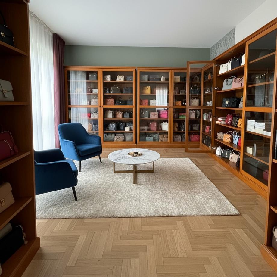 ตู้เก็บกระเป๋าสีไม้ธรรมชาติ อุดมเฟอร์นิเจอร์