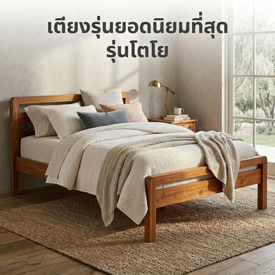 เตียงนอนไม้สักขนาด 5 ฟุต
