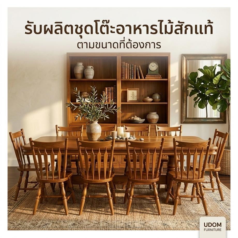 ชุดโต๊ะอาหารไม้สักแท้