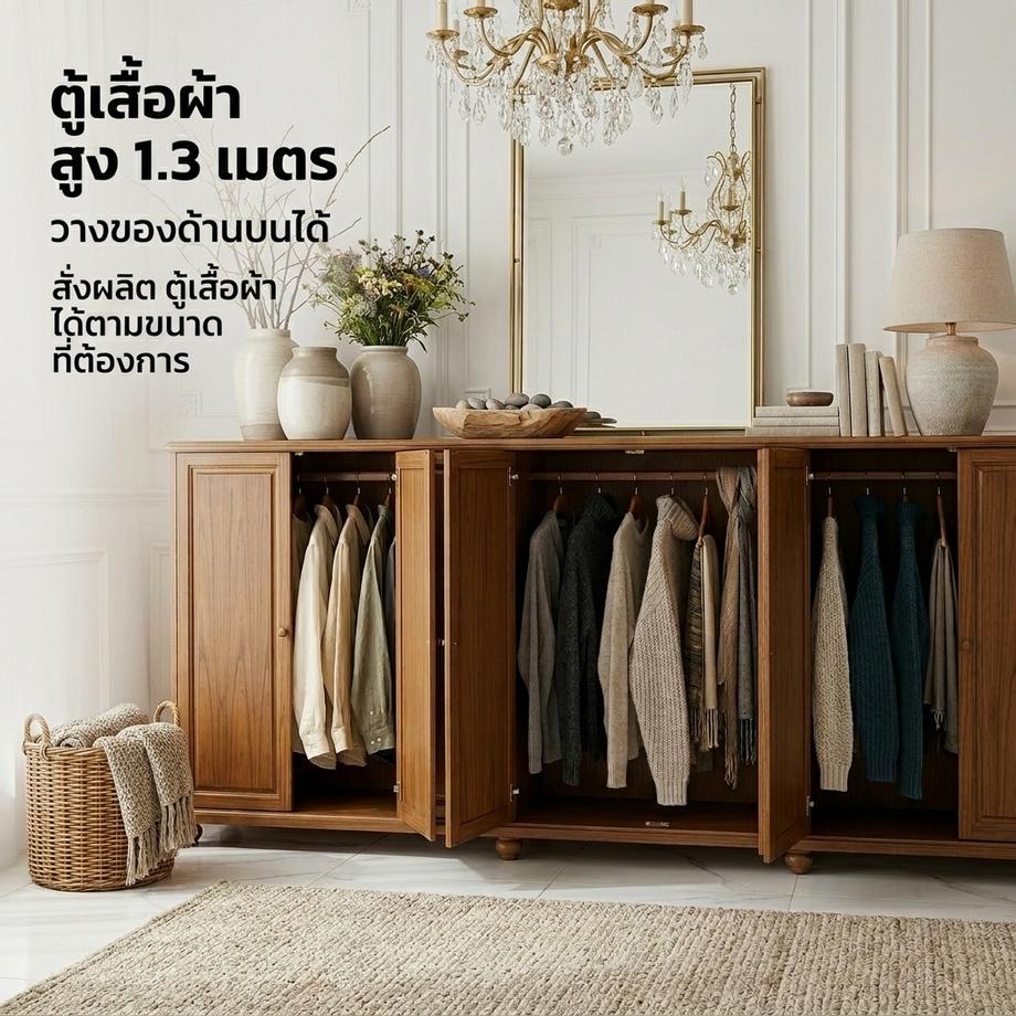 ตู้เสื้อผ้าสูง 1.3 เมตร ตามต้องการ