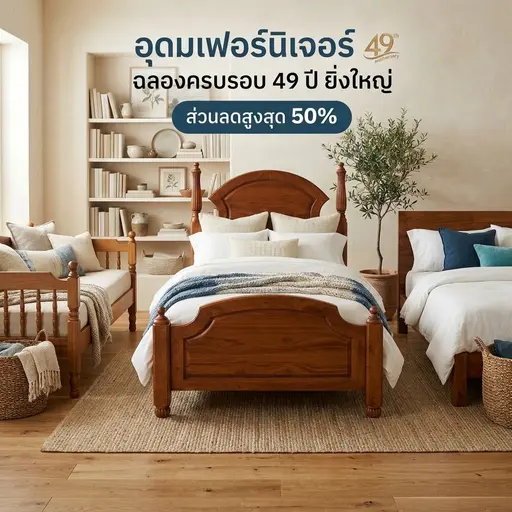 ครบรอบ 49 ปี โรงงานอุดมเฟอร์นิเจอร์ ลด 50%